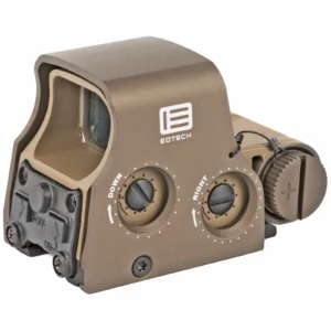 EOTech EXPS3-0TAN holographic weapon sight in tan/FDE finish featuring 68 MOA ring with 1 MOA red dot reticle for rapid target acquisition.