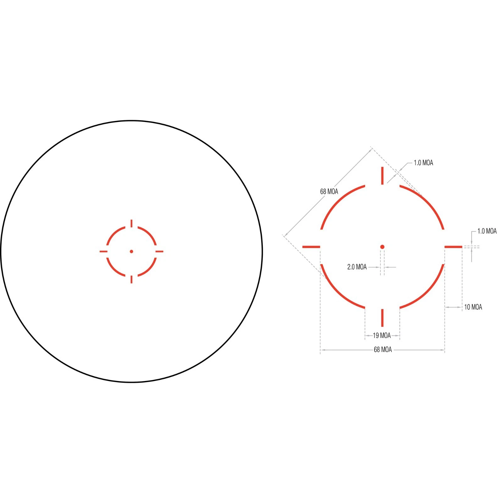 Trijicon MRO HD Red Dot 1X25 68MOA Circle & 2MOA Dot, Low Mount MRO-C-2200051 - Image 2