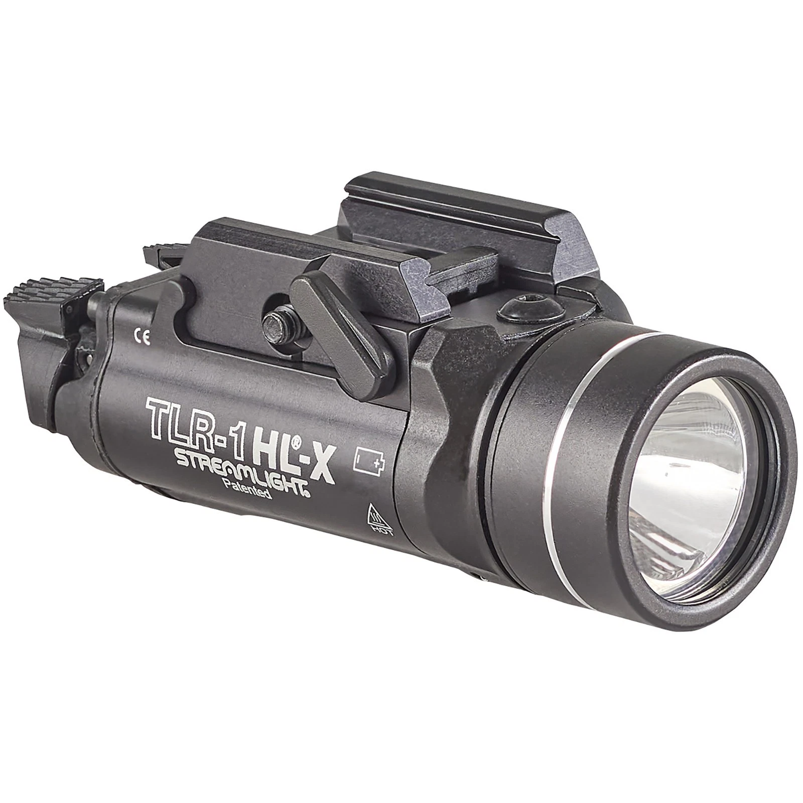 Streamlight TLR-1 HL-X 1500 lumen rail-mounted pistol light in black with silver ring