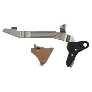 Timney Triggers Alpha Competition Trigger for Glock Gen 5 G17, G19, and G34 with bronze anodized trigger shoe.