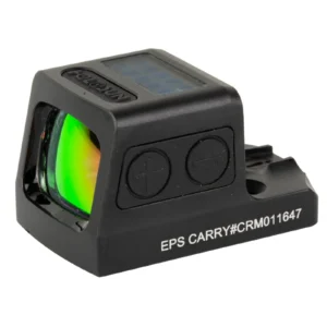 Holosun EPS Carry MRS enclosed-emitter red dot sight with matte-black aluminum housing, solar panel, and 2 MOA dot with 32 MOA circle reticle